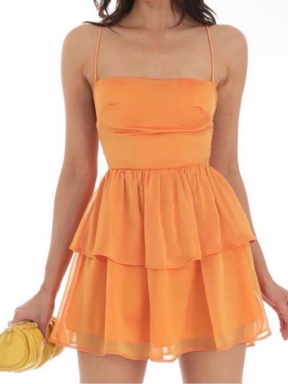 Lucy in the Sky Orange Tiered Spaghetti-Strap Mini Dress